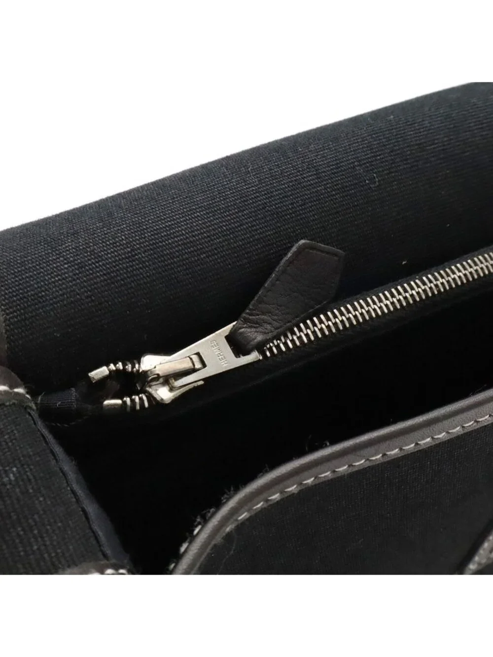 Hermes Buenaventura Mini Shoulder Bag Toile Officier Canvas Black Silver